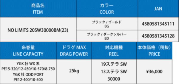 SOM NO LIMITS 20SW30000BM BG/ブラックゴールド（23） - ホシノ釣具店 ...